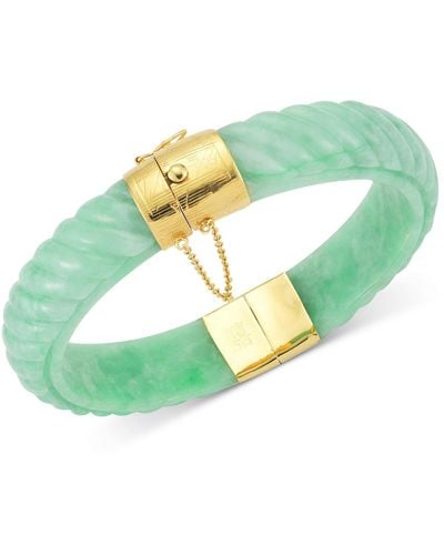 Macy's Dyed Jadeite Bangle Bracelet In 14k Gold Over Sterling Silver - Green
