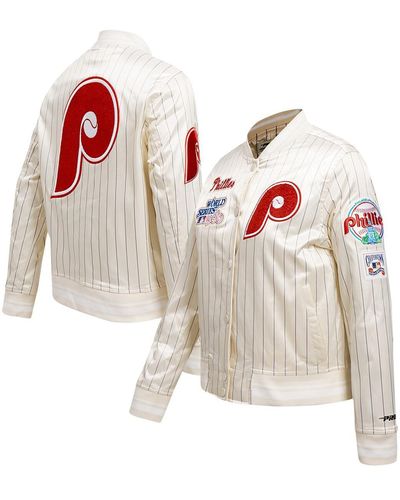 Pro Standard Philadelphia Phillies Cooperstown Collection Pinstripe Retro Classic Full-button Satin Jacket - White