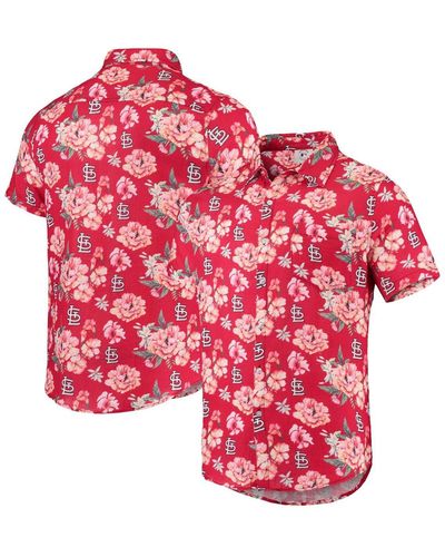 FOCO St. Louis Cardinals Floral Linen Button-up Shirt - Red