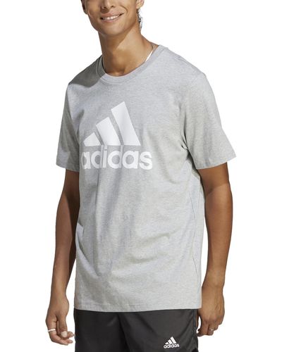 adidas Essentials Single Jersey Big Logo Short Sleeve Crewneck T-shirt - Gray