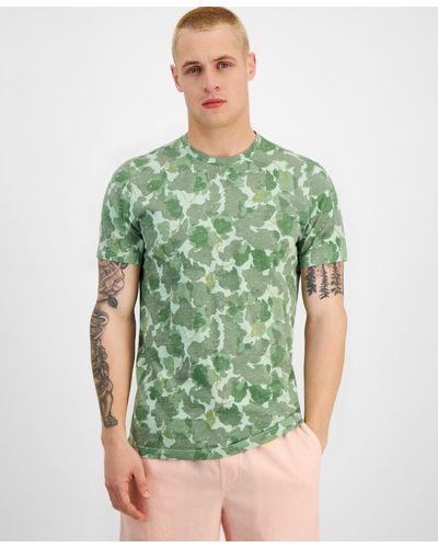 Sun & Stone Sun + Stone Short Sleeve Crewneck Leaf Camo T-shirt - Green