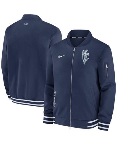 Nike Kansas City Royals Authentic Collection Game Time Bomber Full-zip Jacket - Blue