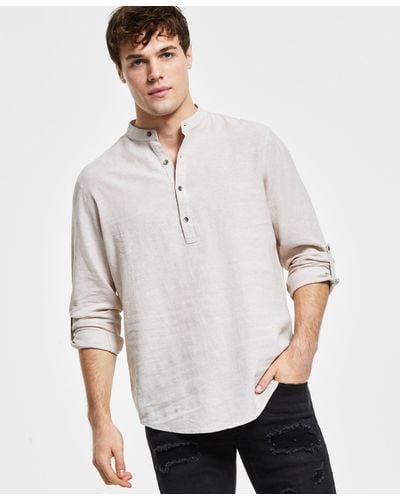 INC International Concepts Regular-fit Linen Popover Shirt - Multicolor