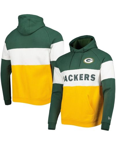 KTZ Green Bay Packers Colorblock Current Pullover Hoodie - Yellow