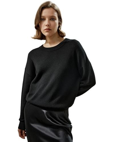 LILYSILK Wool Crewneck Sweater - Black