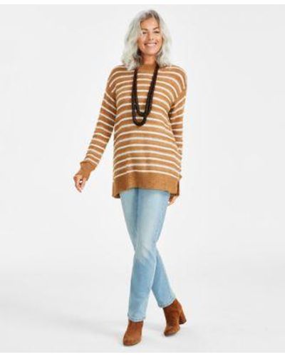 Style & Co. Style Co Striped Long Sleeve Sweater High Rise Straight Leg Jeans Created For Macys - White