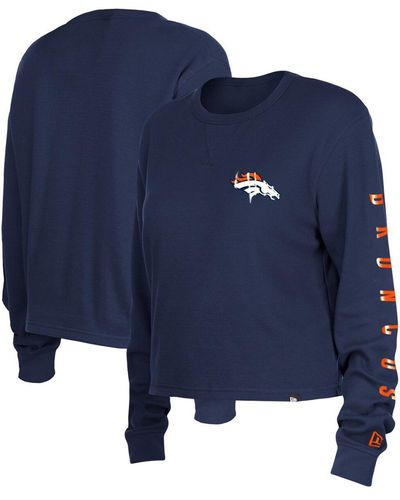 KTZ Tennessee Titans Thermal Crop Long Sleeve T-shirt - Blue