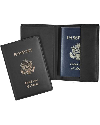 ROYCE New York Foil Stamped Rfid Blocking Passport Case - Black