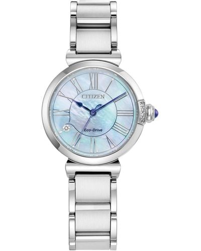 Citizen Eco-drive Mae Diamond Accent Stainless Steel Bracelet Watch 30mm - Blue