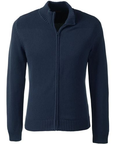 Lands' End School Uniform Cotton Modal Zip Front Cardigan Sweater - Blue