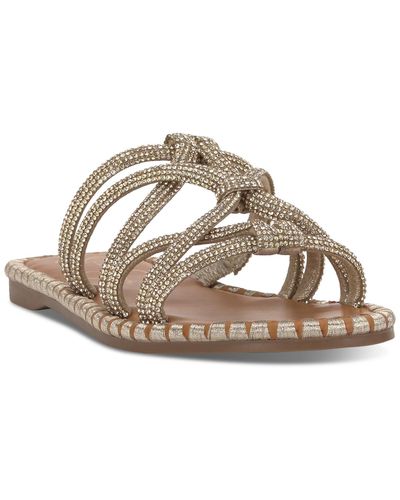 Jessica Simpson Briellea Strappy Beaded Flat Sandals - Metallic