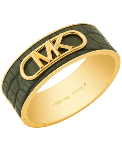 Michael Kors 14k Gold Plated Croc Empire Bangle Bracelet - Metallic