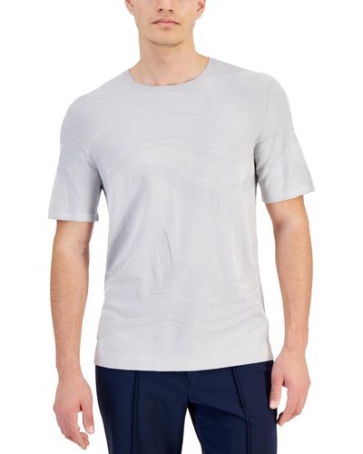 Alfani Tonal Wave Jacquard T-shirt - Gray