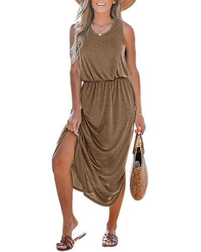CUPSHE Neutral Marled Knit Maxi Beach Dress - Brown
