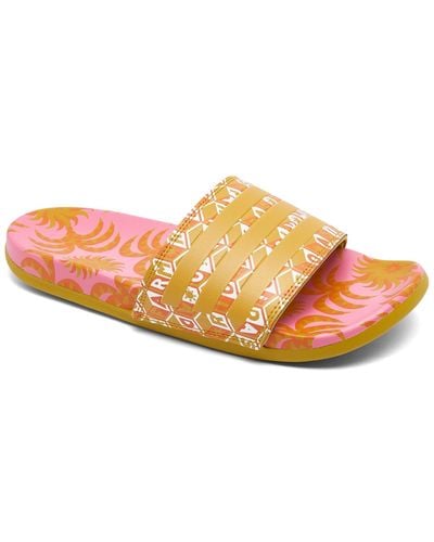adidas Adilette Comfort Slide Sandals From Finish Line - Orange