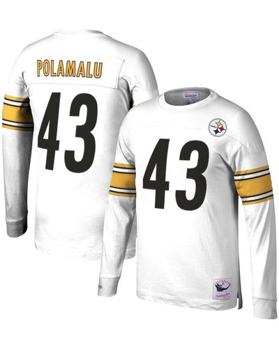Mitchell & Ness Troy Polamalu Pittsburgh Steelers Retired Player Name And Number Long Sleeve T-shirt - White