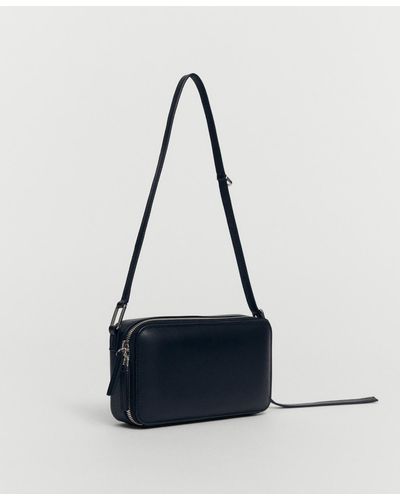 Mango Rectangular Leather Handbag - Blue