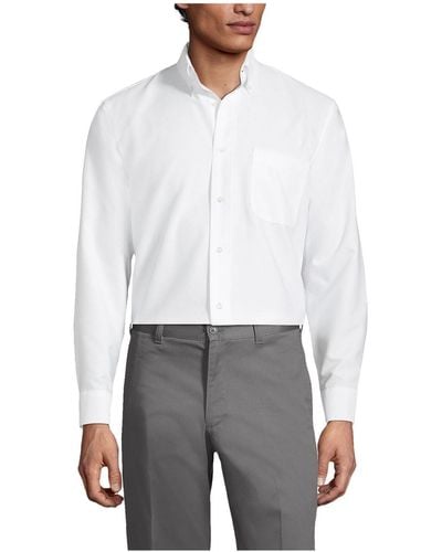 Lands' End School Uniform Long Sleeve Solid Oxford Dress Shirt - White