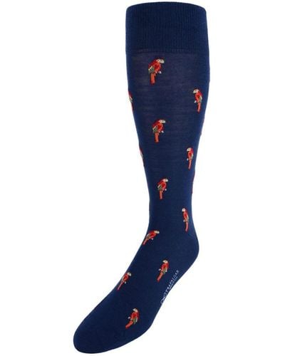 Trafalgar Polly The Parrot Merino Wool Mid-calf Socks - Blue