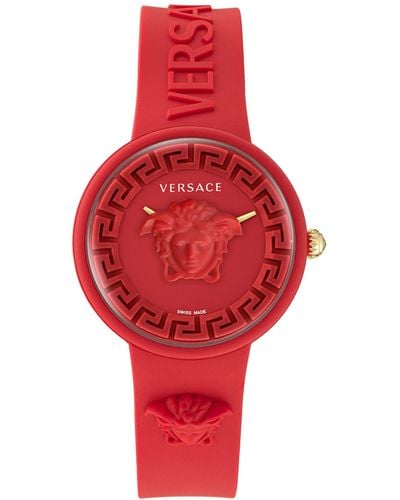 Versace Swiss Medusa Pop Silicone Strap Watch 39mm Set - Red