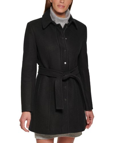 Calvin Klein Snap Zipper Club-collar Coat - Black