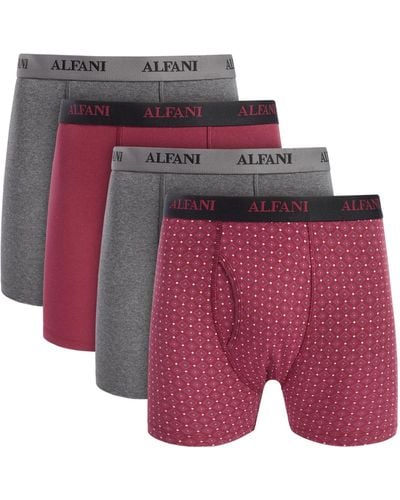 Alfani 4-pk. Geo-print & Solid Boxer Briefs - Purple
