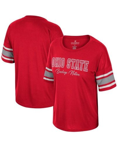 Colosseum Athletics Ohio State Buckeyes I'm Gliding Here Rhinestone T-shirt - Red