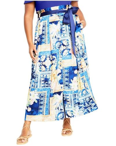 City Chic Plus Size Skirt - Blue