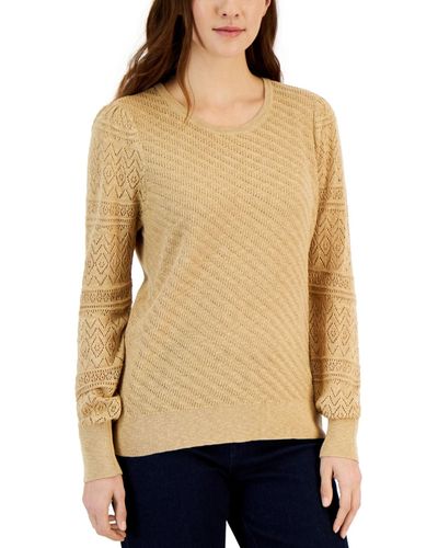Style & Co. Pointelle Mixed-stitch Sweater - Natural