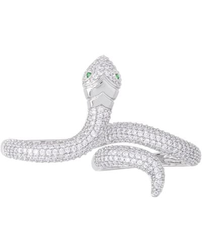 Macy's Cubic Zirconia Snake Double Finger Ring - Metallic