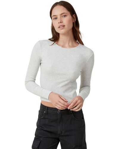 Cotton On The One Ribbed Crew-neck Top - White