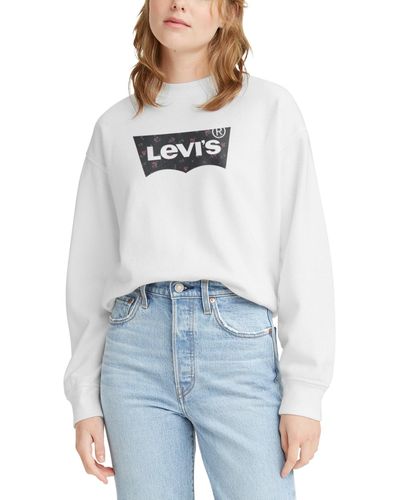 Levi's Comfy Logo Fleece Crewneck Sweatshirt - White