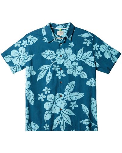 Quiksilver Aqua Flower Short Sleeves Shirt - Blue
