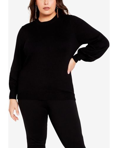 Avenue Plus Size Peyton Round Neck Sweater - Black