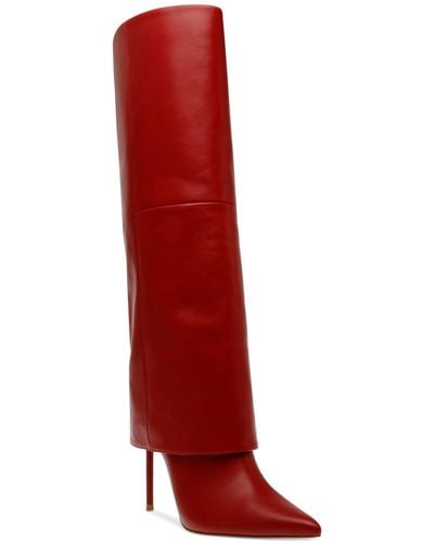 Steve Madden Smith Stiletto Cuffed Tall Dress Boots - Red