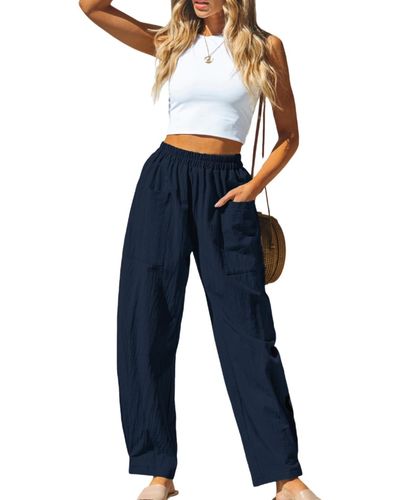 CUPSHE Navy High Waist Tapered Pants - Blue