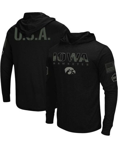 Colosseum Athletics Iowa Hawkeyes Oht Military-inspired Appreciation Hoodie Long Sleeve T-shirt - Black