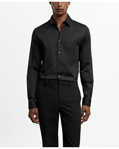 Mango Super Slim-fit Poplin Dress Shirt - Black
