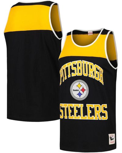 Mitchell & Ness Black And Gold Pittsburgh Steelers Heritage Colorblock Tank Top - Yellow