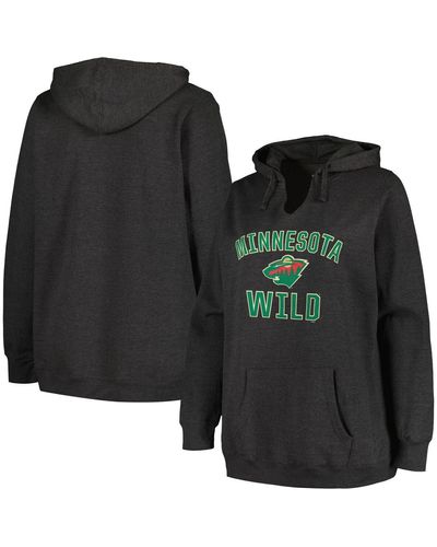 Profile Minnesota Wild Plus Size Arch Over Logo Pullover Hoodie - Black