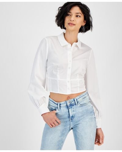 Guess Monica Lace-up-back Cropped Blouse - White