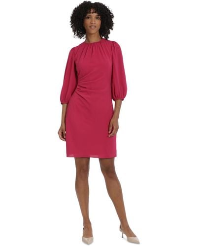 Maggy London Puffed 3/4-sleeve Dress - Red
