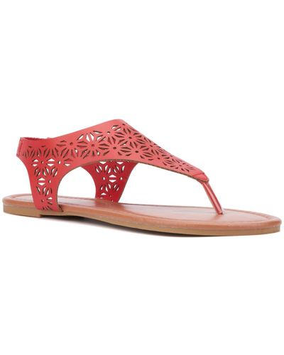 New York & Company Nikki Hooded Perforated Thong Sandal - Pink