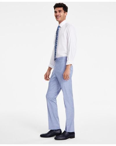 DKNY Modern-fit Bi-stretch Check Suit Separate Pants - White