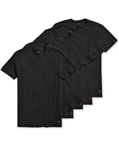 Polo Ralph Lauren 5 Pack Crew-neck Undershirts - Black