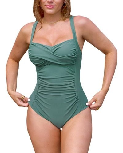 CUPSHE Eucalyptus Sweetheart Push-up Tummy Control One Piece Swimsuit - Green