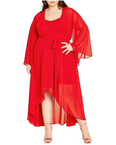 City Chic Plus Size Fleetwood Dress - Red