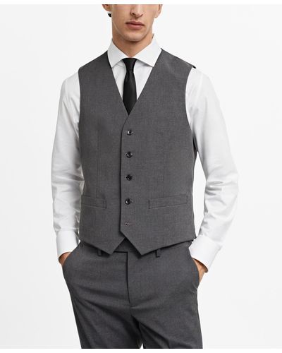 Mango Slim-fit Suit Vest - Gray