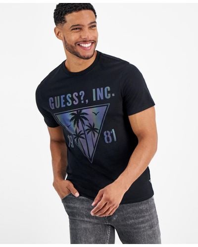 Guess Palm Tree Logo Graphic T-shirt - Blue