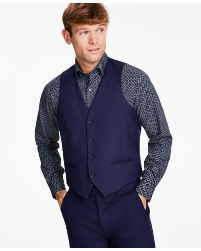 Alfani Classic-fit Stretch Solid Suit Vest - Blue